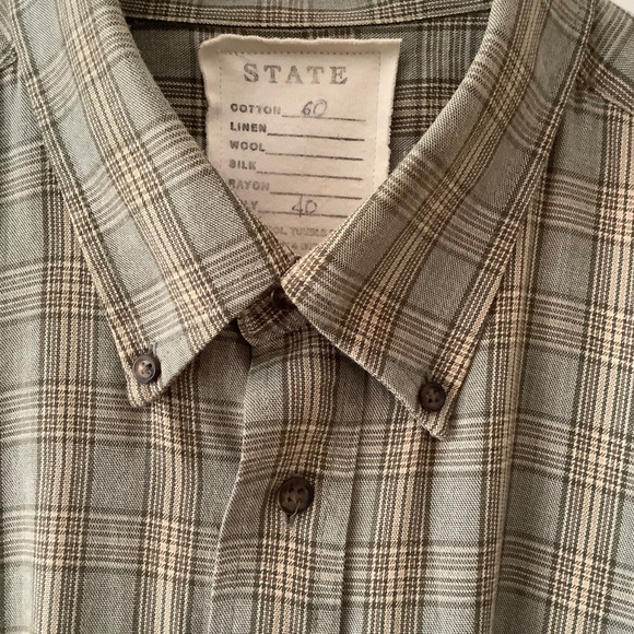 STATE Artist Smock sleeveless buttondown green plaid lightweight collectors item - Picture 11 of 13